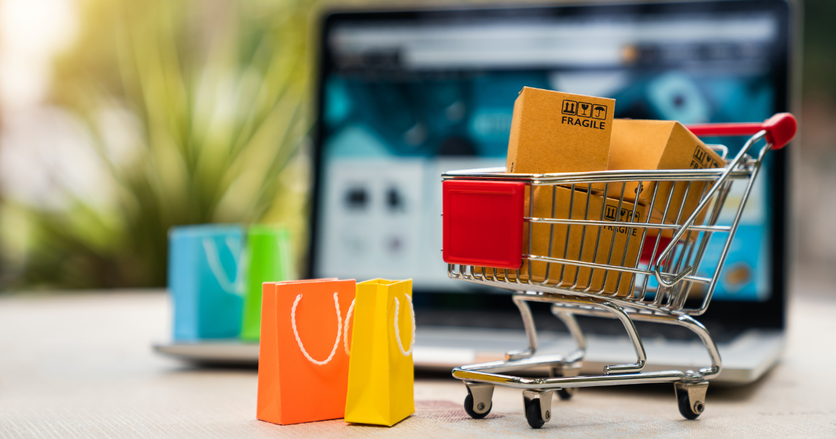 Woman holding shopping bags after impulse buying